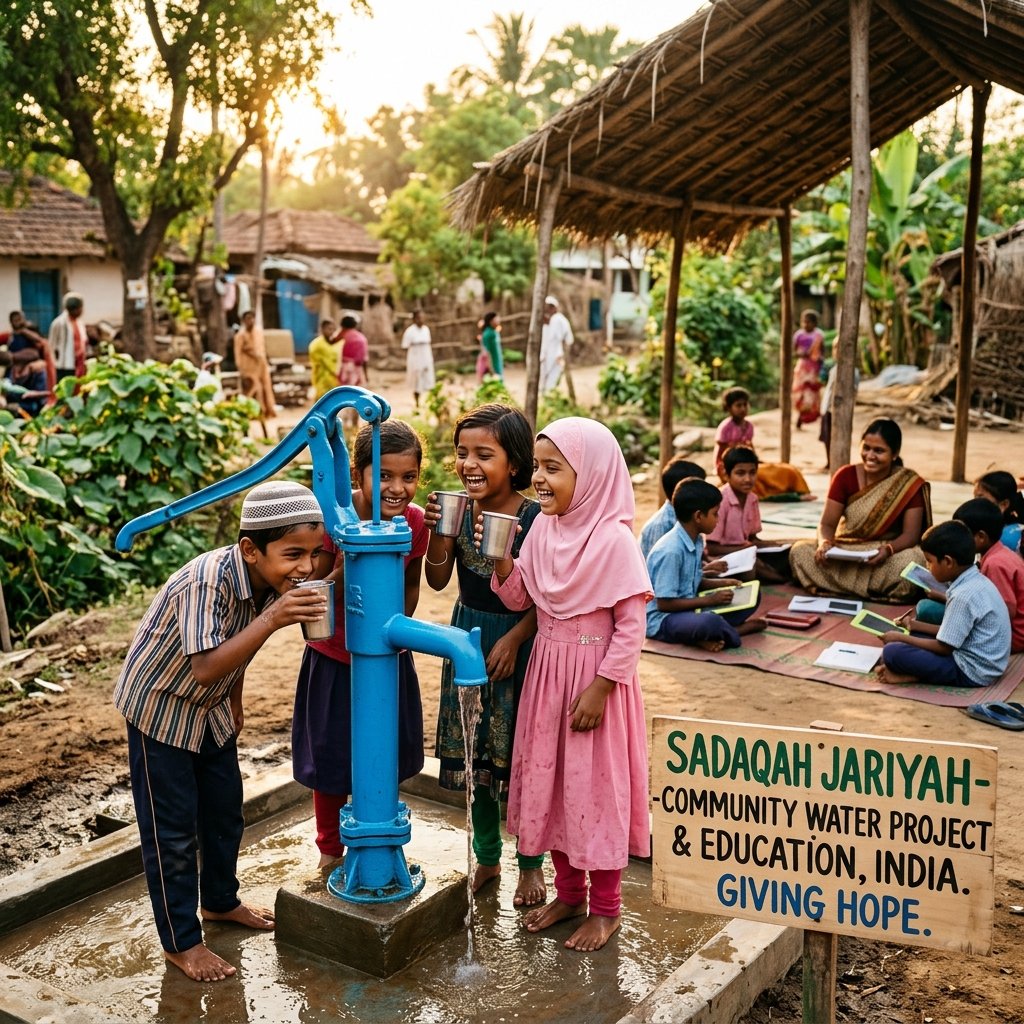 Sadaqah Jariyah ongoing charity projects in Delhi NCR - child education and clean water through IQRA Welfare Trust